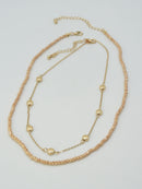 CN4404 2 Piece Chain and Glass Bead Necklace - MiMi Wholesale