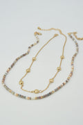 CN4404 2 Piece Chain and Glass Bead Necklace - MiMi Wholesale