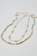 CN4404 2 Piece Chain and Glass Bead Necklace - MiMi Wholesale