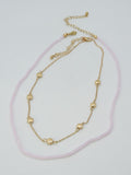 CN4404 2 Piece Chain and Glass Bead Necklace - MiMi Wholesale