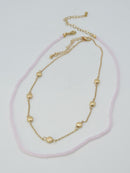 CN4404 2 Piece Chain and Glass Bead Necklace - MiMi Wholesale