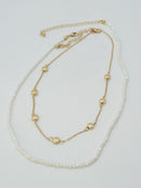 CN4404 2 Piece Chain and Glass Bead Necklace - MiMi Wholesale