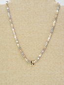 CN4406 Beaded Initial Necklace - MiMi Wholesale