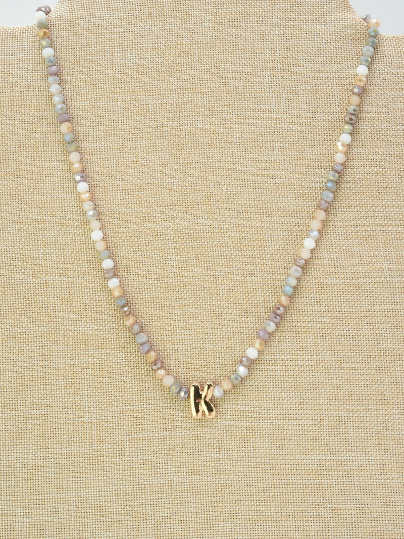 CN4406 Beaded Initial Necklace - MiMi Wholesale
