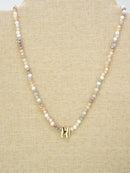CN4406 Beaded Initial Necklace - MiMi Wholesale