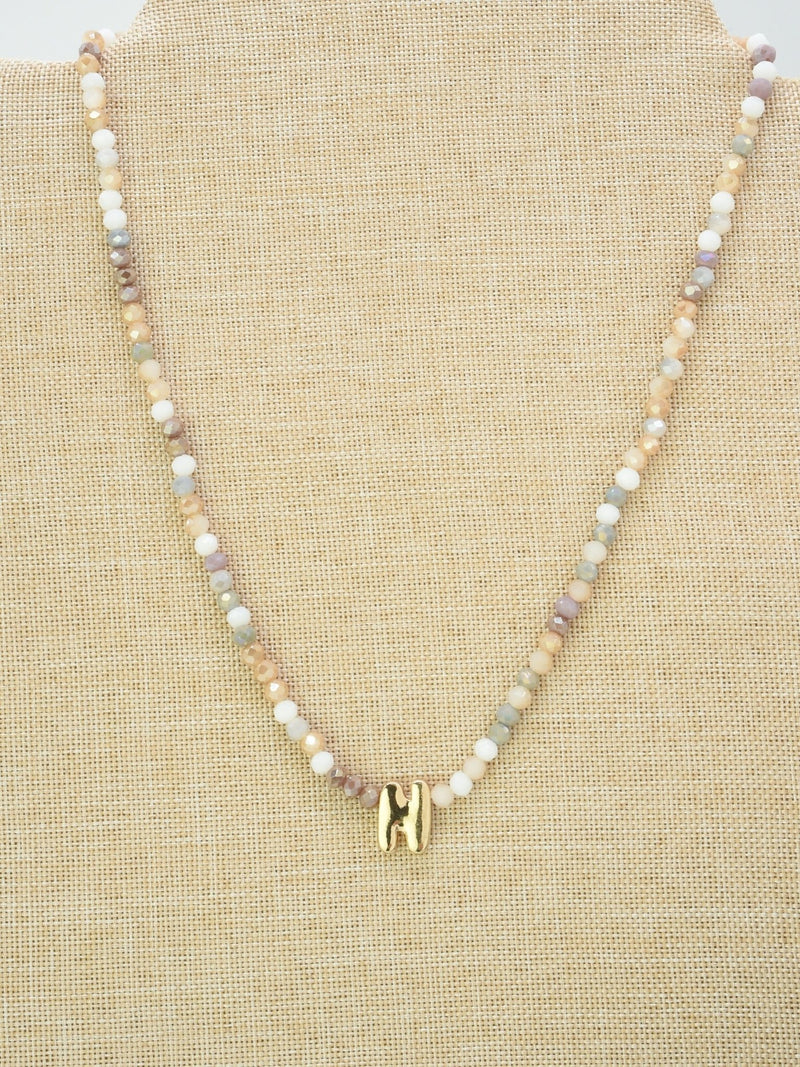 CN4406 Beaded Initial Necklace - MiMi Wholesale