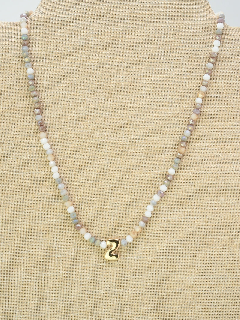 CN4406 Beaded Initial Necklace - MiMi Wholesale