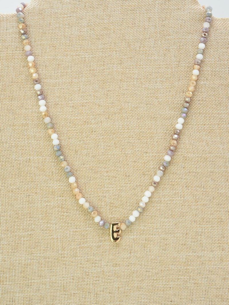 CN4406 Beaded Initial Necklace - MiMi Wholesale