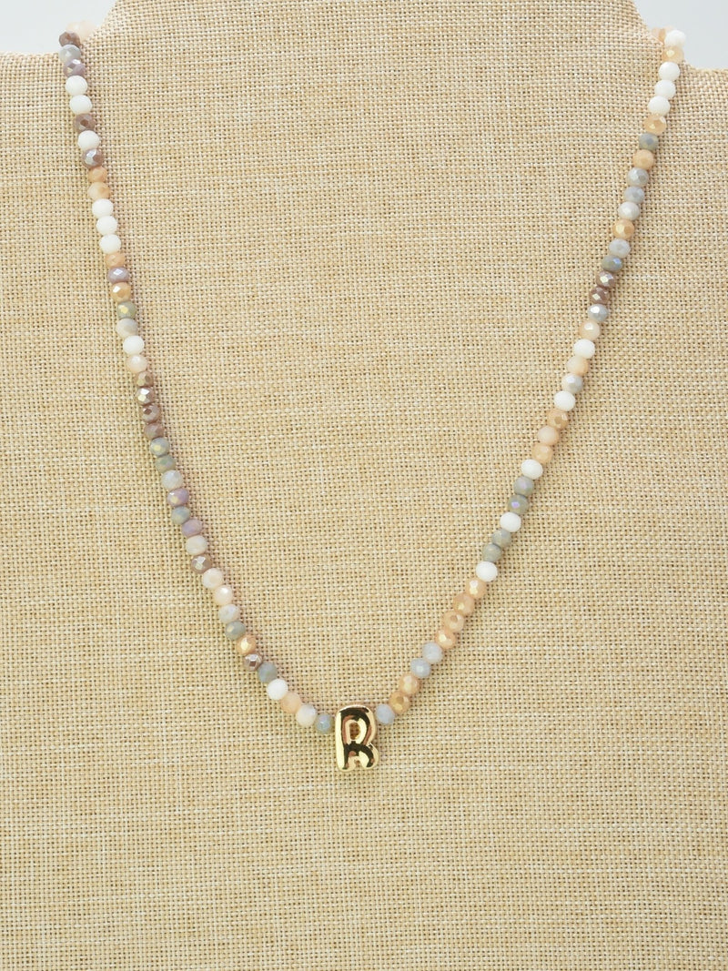 CN4406 Beaded Initial Necklace - MiMi Wholesale