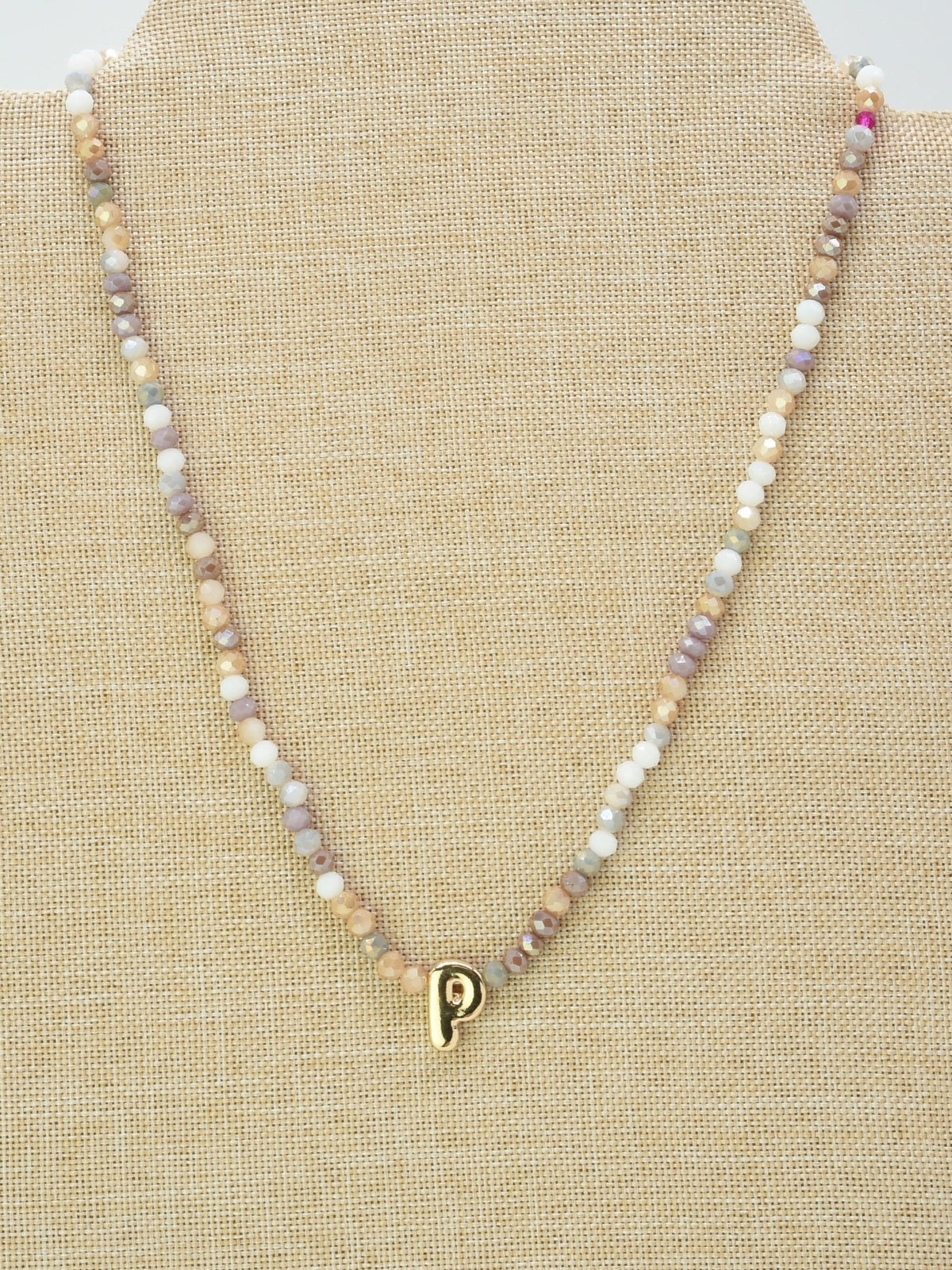CN4406 Beaded Initial Necklace - MiMi Wholesale
