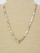 CN4406 Beaded Initial Necklace - MiMi Wholesale