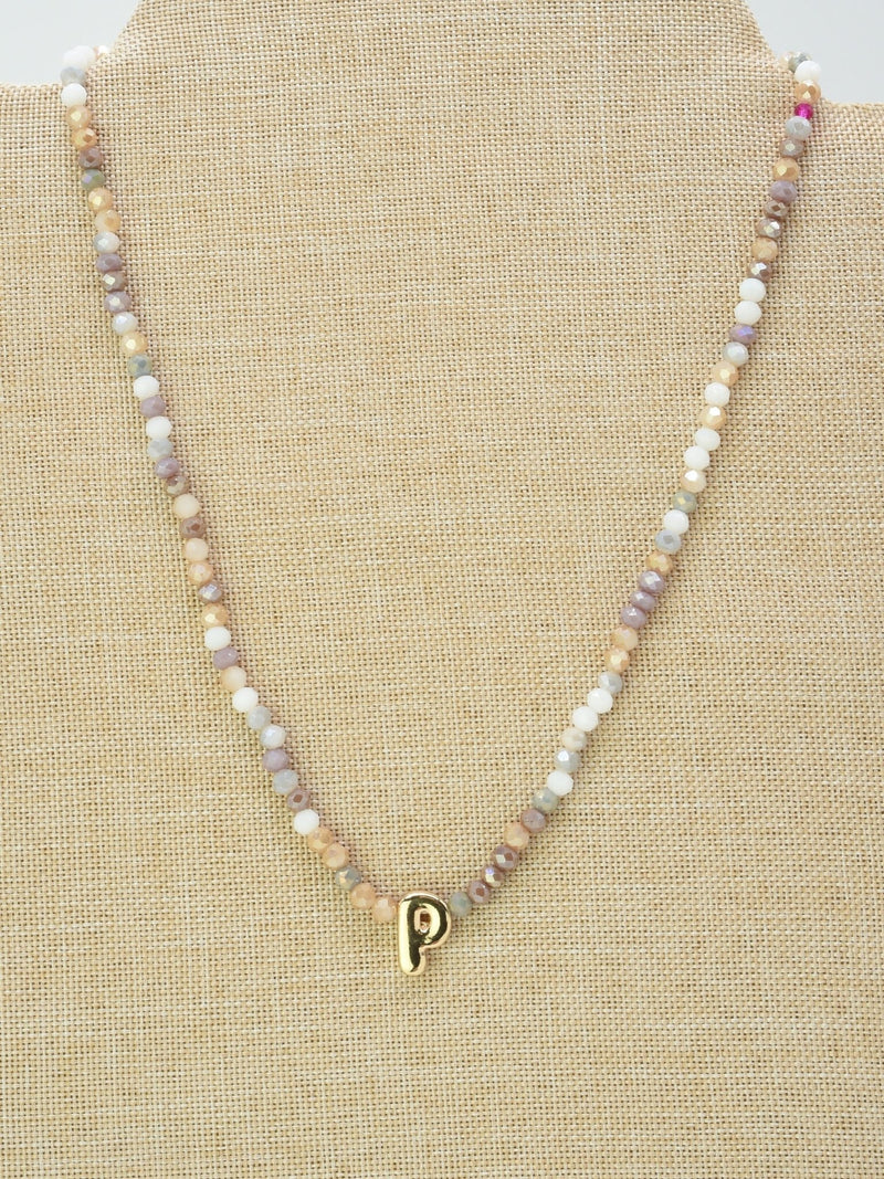 CN4406 Beaded Initial Necklace - MiMi Wholesale