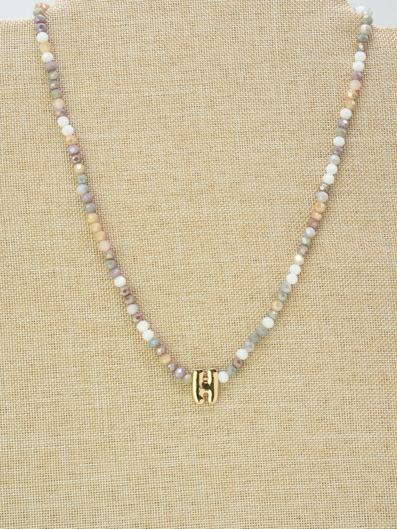 CN4406 Beaded Initial Necklace - MiMi Wholesale