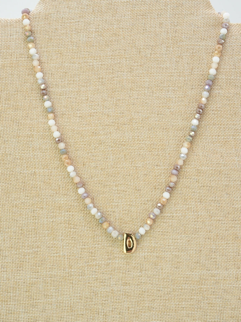 CN4406 Beaded Initial Necklace - MiMi Wholesale