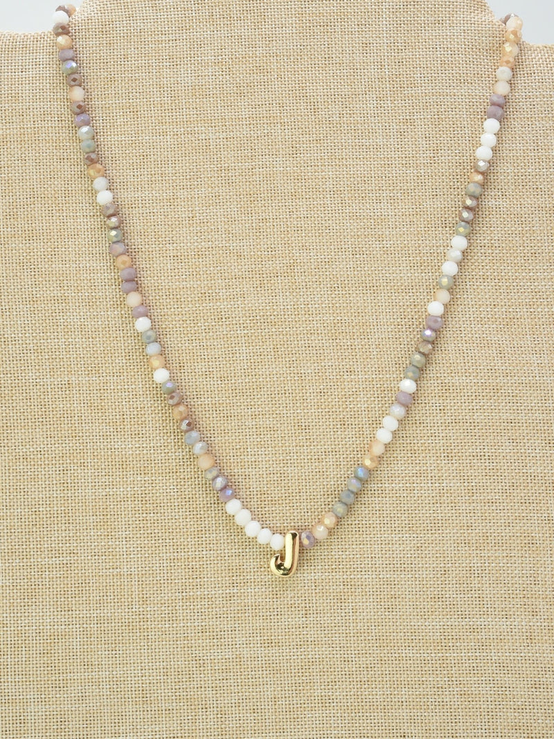 CN4406 Beaded Initial Necklace - MiMi Wholesale