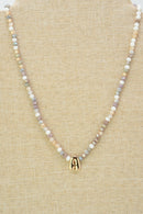 CN4406 Beaded Initial Necklace - MiMi Wholesale