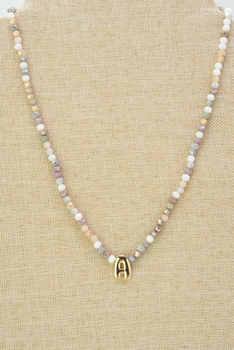 CN4406 Beaded Initial Necklace - MiMi Wholesale