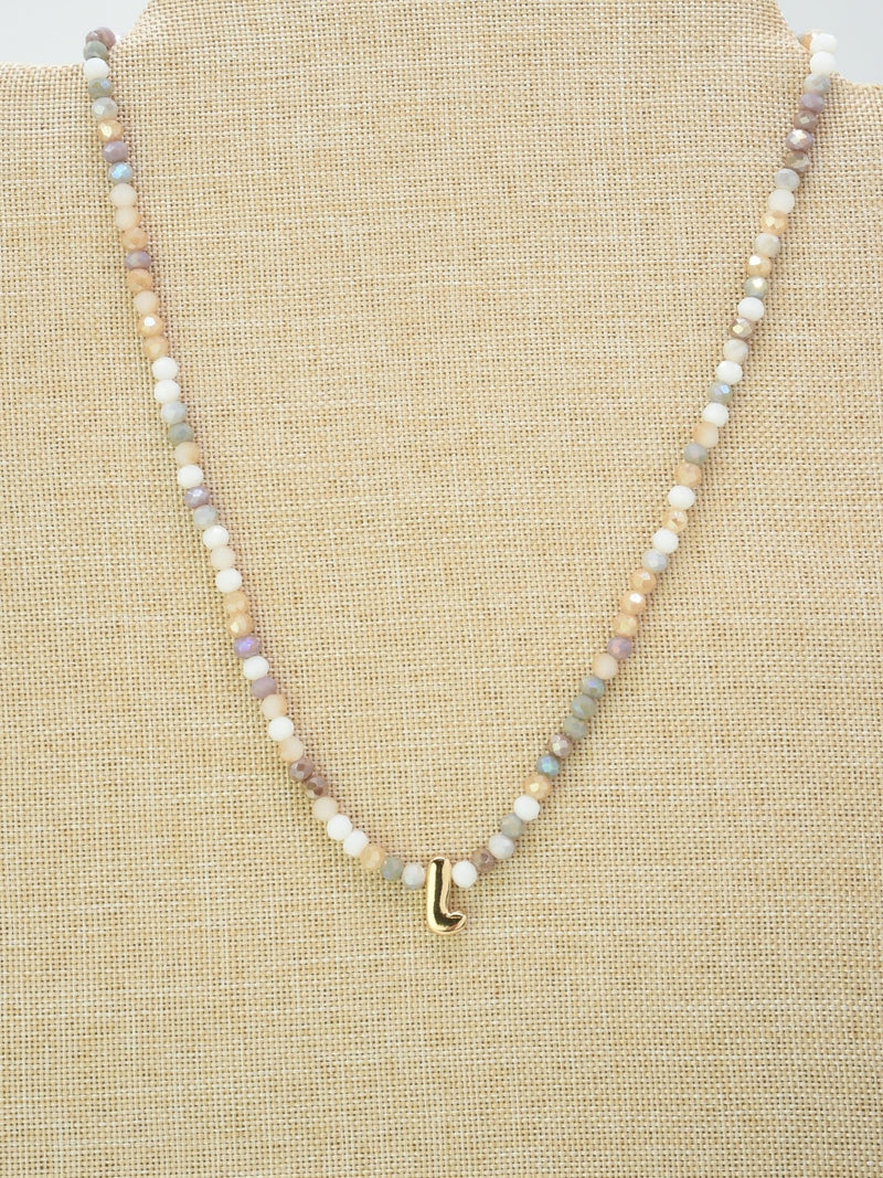CN4406 Beaded Initial Necklace - MiMi Wholesale