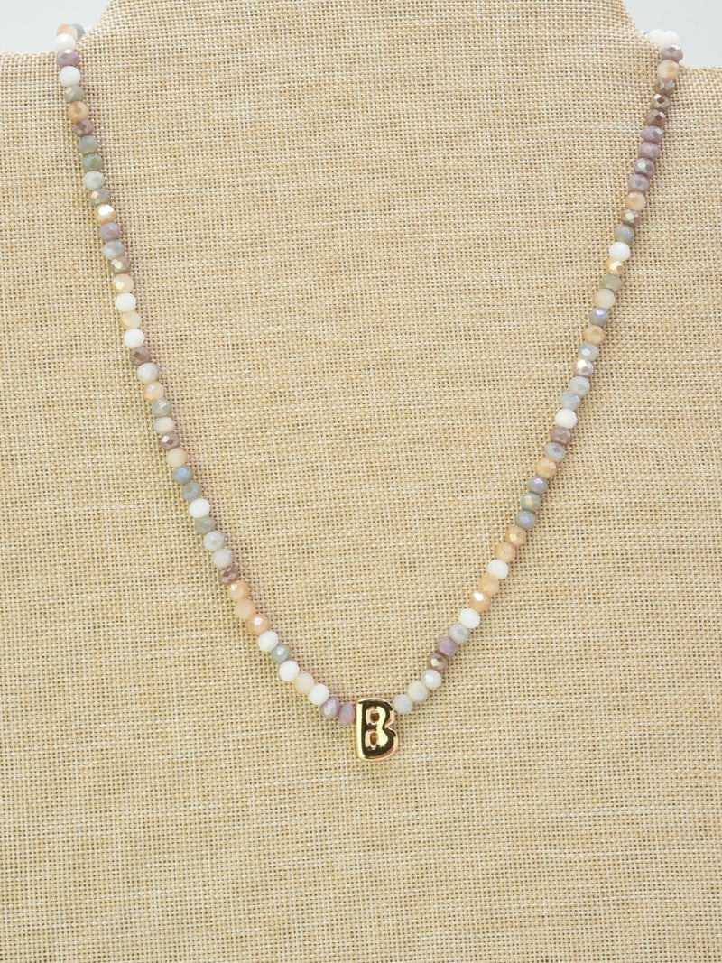 CN4406 Beaded Initial Necklace - MiMi Wholesale