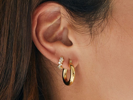 SJE311033 14K Dipped Zigzag Hoop Post Earrings