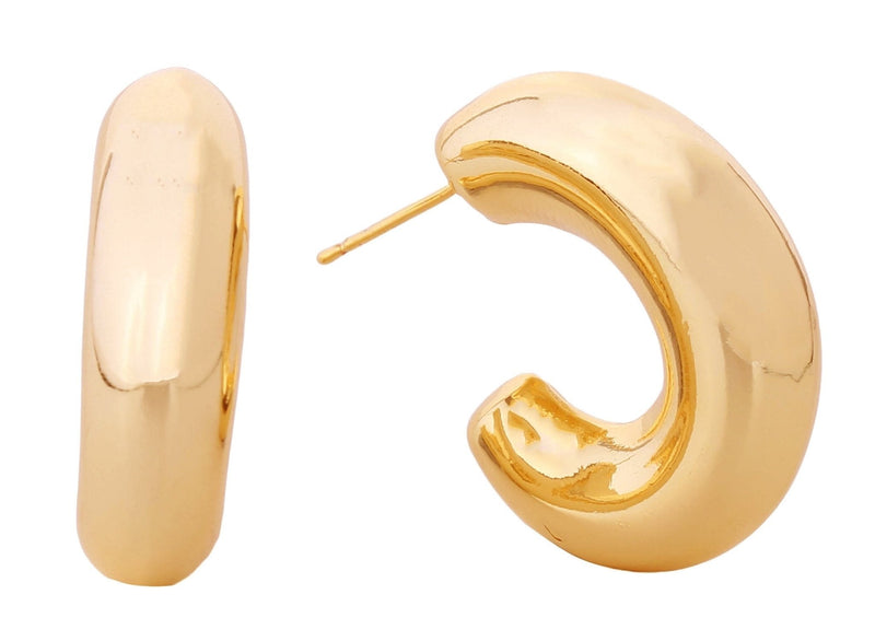 DJE310680 14K Puffy Hoop Post Earrings - MiMi Wholesale