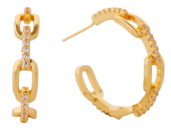 DJE310683 14K Chain Link Hoop Earrings - MiMi Wholesale