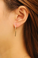 DJE310689 14K Drop Bar Pave CZ Huggie Earrings - MiMi Wholesale