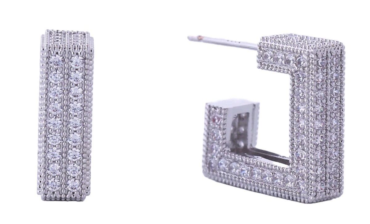 DJE310698 14K Geometric Pave CZ Post Earrings - MiMi Wholesale