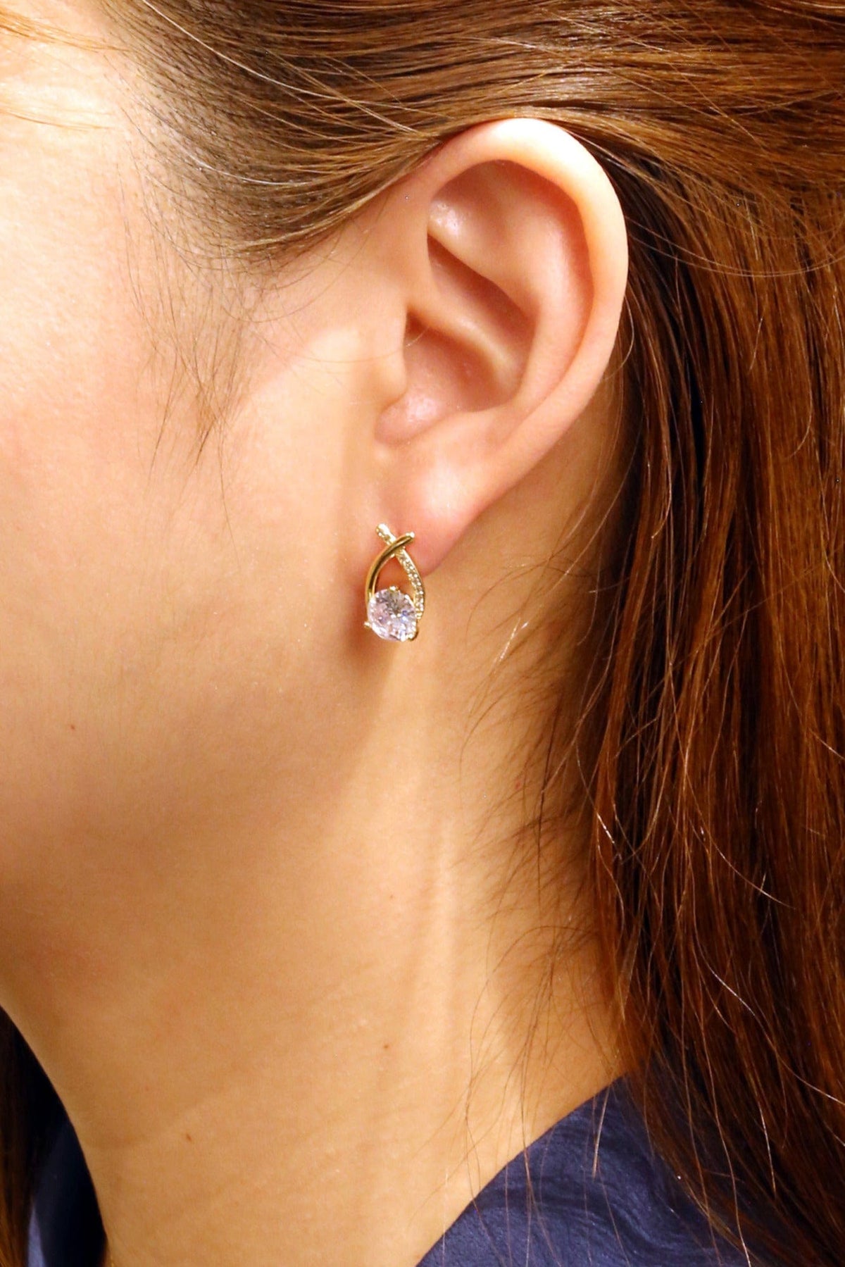 DJE310704 14K Mermaid Tail CZ Post Earrings - MiMi Wholesale