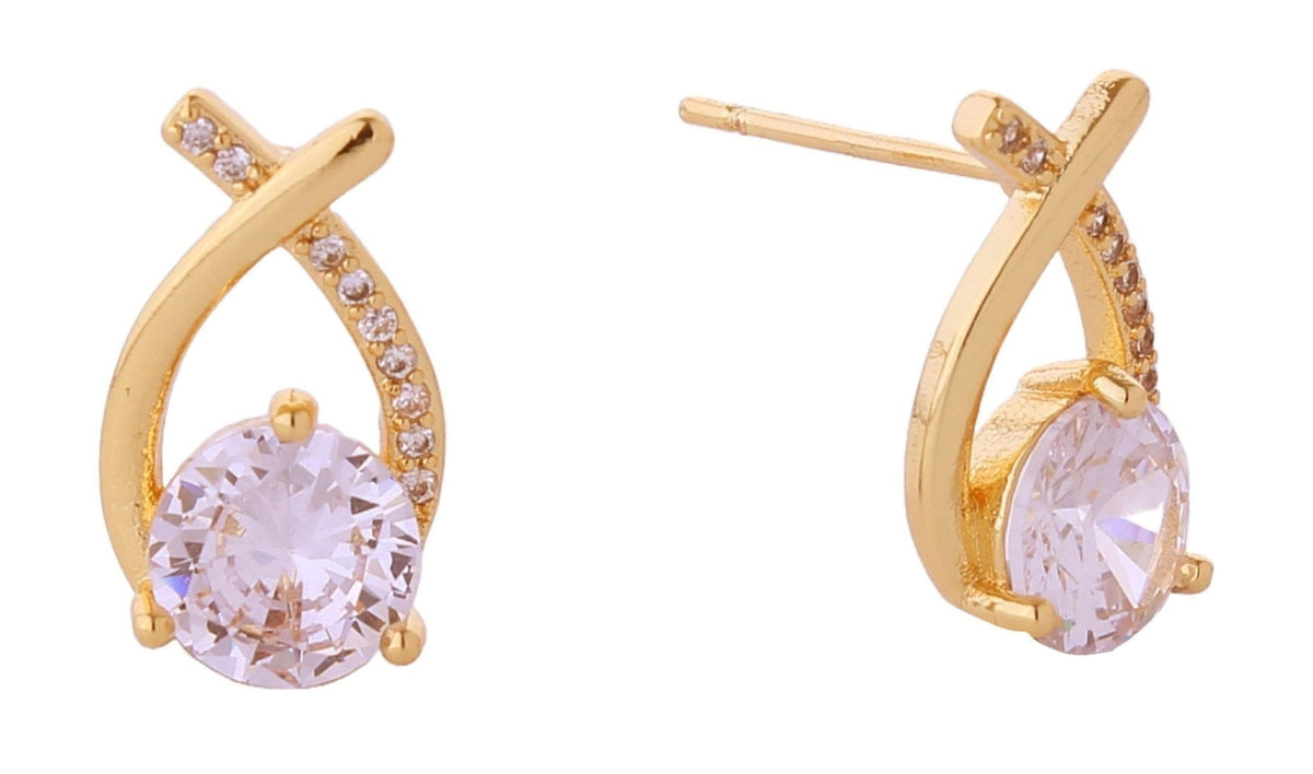 DJE310704 14K Mermaid Tail CZ Post Earrings - MiMi Wholesale