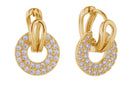 DJE310713 14K Circle Drop Pave CZ Earrings - MiMi Wholesale