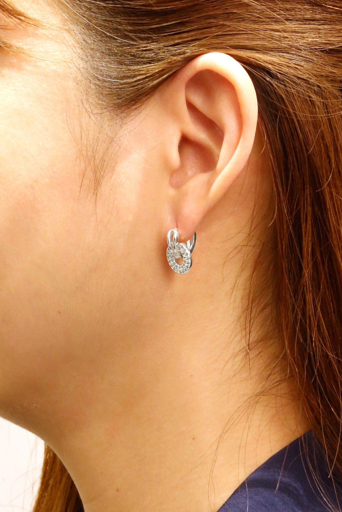 DJE310713 14K Circle Drop Pave CZ Earrings - MiMi Wholesale
