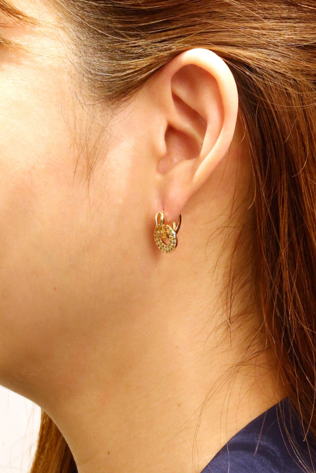 DJE310713 14K Circle Drop Pave CZ Earrings - MiMi Wholesale