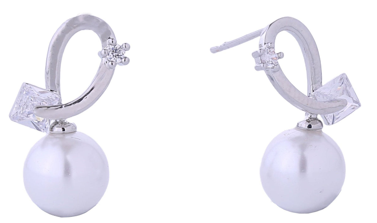 DJE310720 14K Curling Pearl Drop Post Earrings - MiMi Wholesale