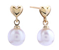 DJE310802 14K Pearly Heart Post Earrings - MiMi Wholesale