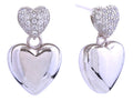 DJE310803 14K Double Heart Pave Post Earrings - MiMi Wholesale