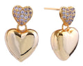 DJE310803 14K Double Heart Pave Post Earrings - MiMi Wholesale