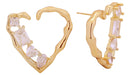DJE310810 14K Embrace Heart Pave CZ Post Earrings - MiMi Wholesale