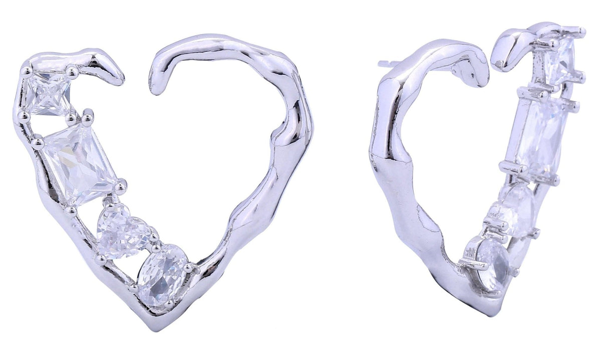 DJE310810 14K Embrace Heart Pave CZ Post Earrings - MiMi Wholesale