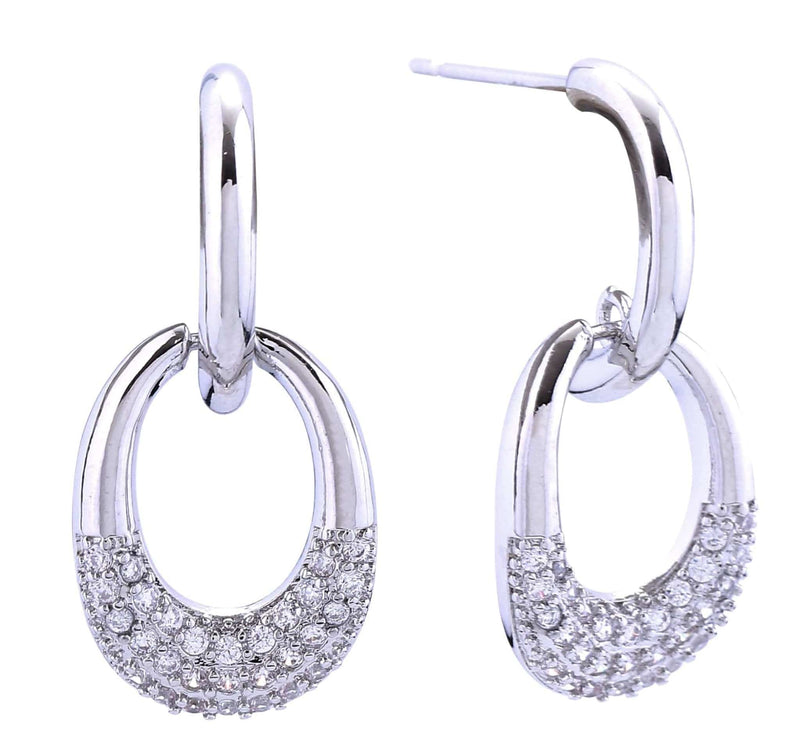 DJE310824 14K Lucky Drop Pave CZ Post Earrings - MiMi Wholesale