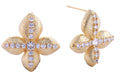 DJE310826 14K Lucky Clover Pave CZ Post Earrings - MiMi Wholesale