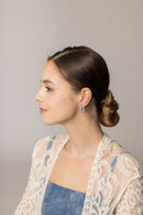 DJE310828 14K Hollow Oval Pave CZ Post Earrings - MiMi Wholesale