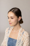 DJE310828 14K Hollow Oval Pave CZ Post Earrings - MiMi Wholesale