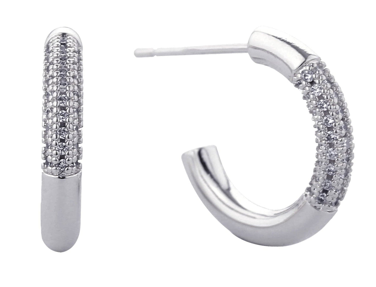 DJE310843 14K Favoring Pave CZ Hoop Post Earrings - MiMi Wholesale