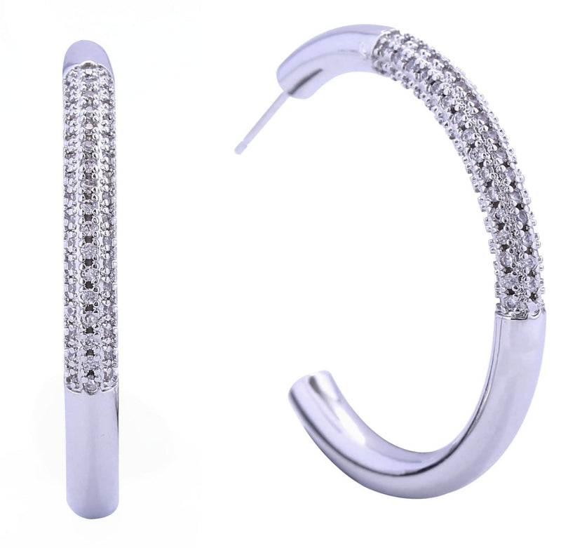 DJE310843 14K Favoring Pave CZ Hoop Post Earrings - MiMi Wholesale