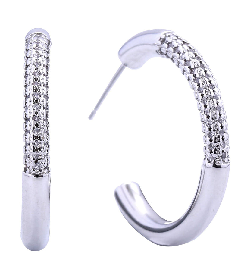 DJE310843 14K Favoring Pave CZ Hoop Post Earrings - MiMi Wholesale