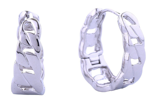 DJE310851 14K Bold Chain Hoop Huggie Earrings - MiMi Wholesale