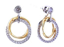DJE310861 14K Dipped Drop Hoop Pave Ca Post Earrings - MiMi Wholesale