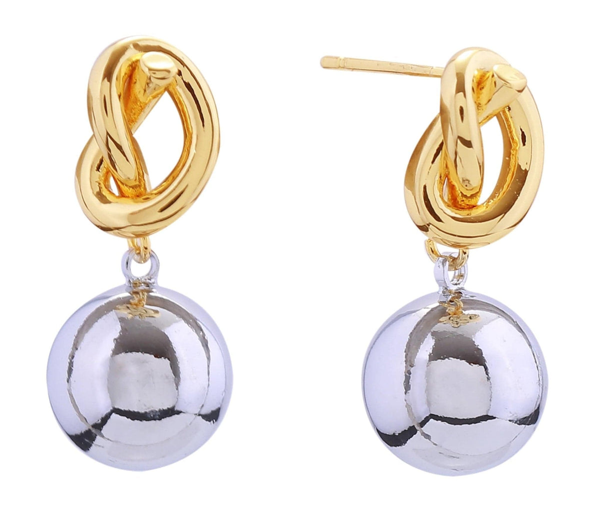 DJE310862 14K Knot ORB Dangle Post Earrings - MiMi Wholesale