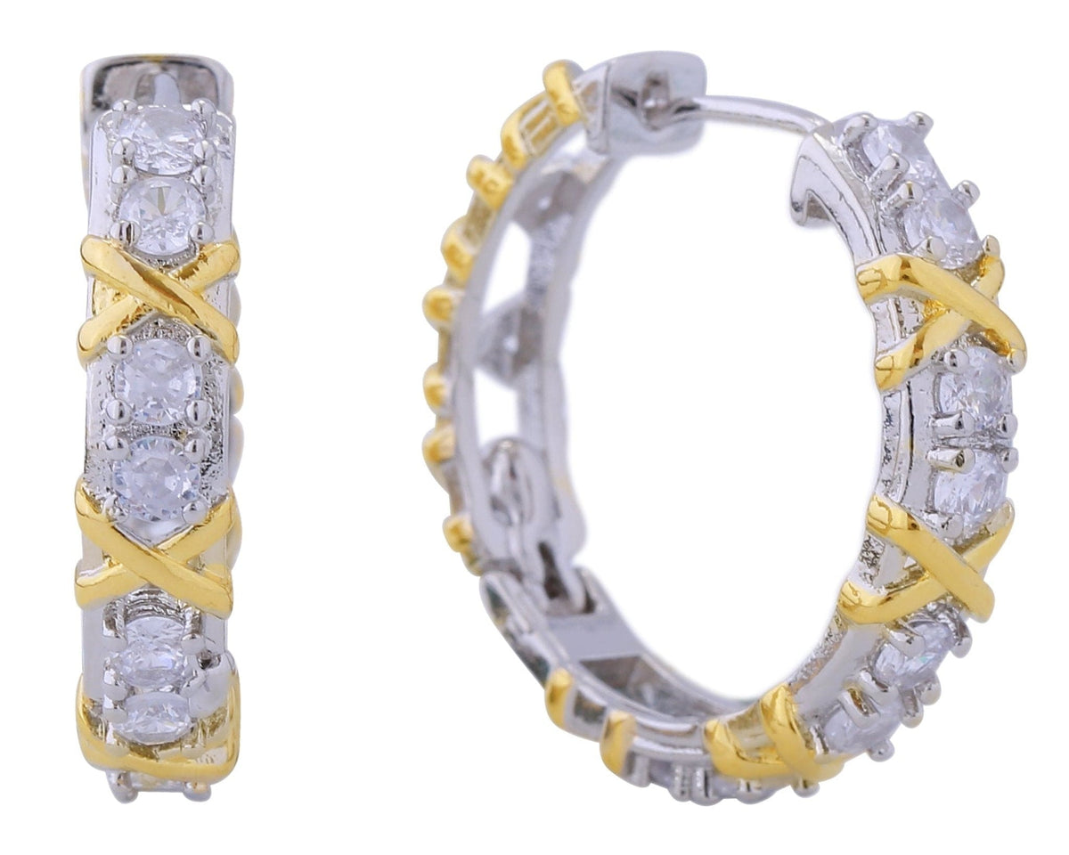DJE310882 14K Radiant Pave CZ Hoop Earrings - MiMi Wholesale